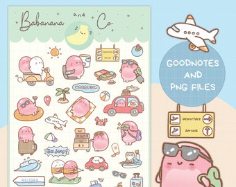 Vacation digital stickers | Goodnotes Stickers | Cute Hand Draw | Digits Stickers,  planner | kawaii | precropped png
