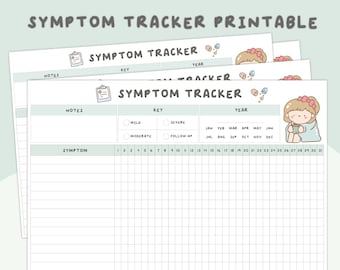 Monthly Symptom Tracker Printable Landscape, Symptom Log,Health Insert,Symptoms Journal,Medical Tracker,Health Tracker, PDF,Instant Download