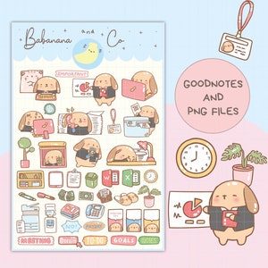 Cute Hand Drawn Working Day Digital Stickers | Goodnotes Stickers ...