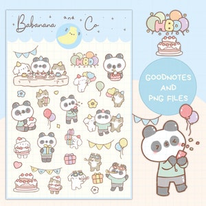 Alles Gute zum Geburtstag digitale Aufkleber | Goodnotes-Aufkleber | Niedliche Hand zeichnen | Ziffern-Sticker | Planer | süß | vorgeschnittenes png