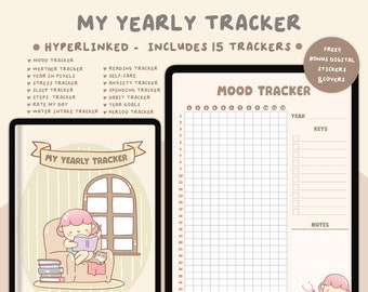 My Yearly Trackers | Planner Bullett journal | Bujo template | Bullet journal binder | Habit Tracker| Goal Trackers | Download PDF