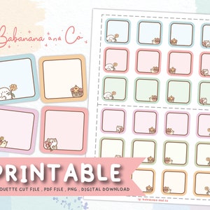Cute Decorative Boxes,Printable Planner Stickers ,Digital Stickers,Bullet Journal ,Silhouette Cut File,High Quality - Instant Download