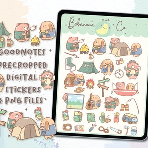 Camping Digital Stickers | Goodnotes Stickers | Cute Hand Draw | Digits Stickers | Planner | Kawaii | Precropped PNG