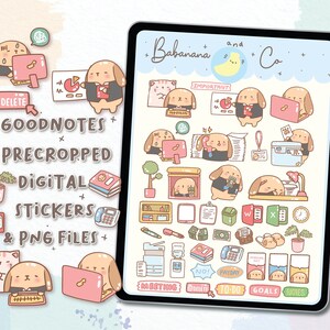 Cute Hand Drawn Working Day Digital Stickers | Goodnotes Stickers ...