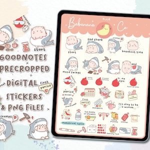 Period digital stickers | Goodnotes Stickers | Cute Hand Draw | self care | planner | kawaii | precropped png