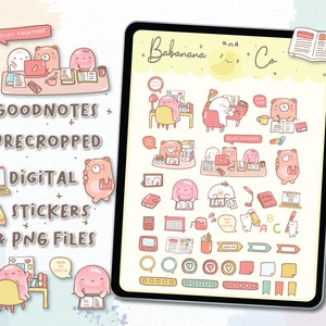 Study Together digital stickers | Goodnotes Stickers | Cute Hand Draw | Digits Stickers | planner | kawaii | precropped png