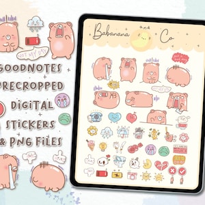 Hand Drawn Digital Stickers | Planner, Goodnotes, Precropped PNG (Digital Download)