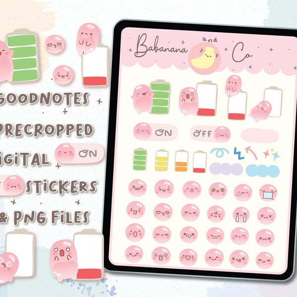 My Mood digital stickers | Goodnotes Stickers | Cute Hand Draw | digits stickers , planner | kawaii | precropped png