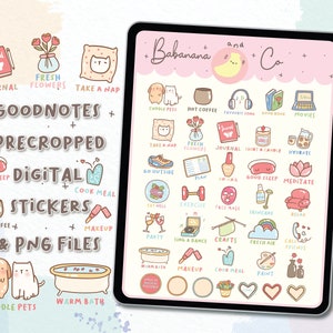 Selfcare Icons digital stickers | Goodnotes Stickers | Cute Hand Draw | digits stickers , planner | kawaii | precropped png