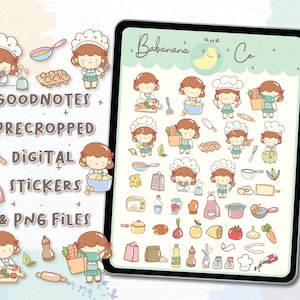 Love Cooking Digital Stickers | Goodnotes Stickers | Cute Hand Draw | Digits Stickers | Planner | Kawaii | Precropped PNG