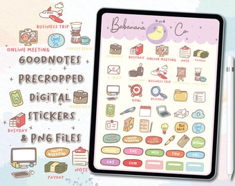 Work Icons digital stickers | Goodnotes Stickers | Cute Hand Draw | Digits Stickers | planner | kawaii | precropped png