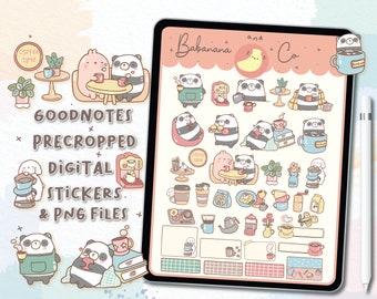 Coffee Time Digital Stickers | Goodnotes Stickers | Cute Hand Draw | Digits Stickers | Planner | Kawaii | Precropped PNG