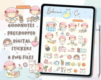 Cute Daily Life digital stickers | Goodnotes Stickers | Cute Hand Draw | Digits Stickers | planner | kawaii | precropped png
