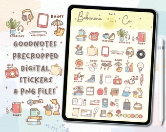 Hand Drawn Digital Stickers | Goodnotes Planner PNG Files