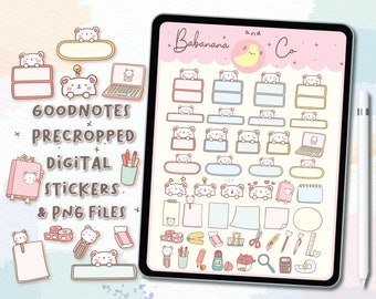 Adesivos digitais fofos com desenhos à mão para papelaria | Adesivos para Goodnotes | Adesivos com dígitos | Planejador | Kawaii | PNG pré-recortado