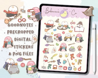 Cute Wizard digital stickers | Goodnotes Stickers | Cute Hand Draw | Digits Stickers | planner | kawaii | precropped png