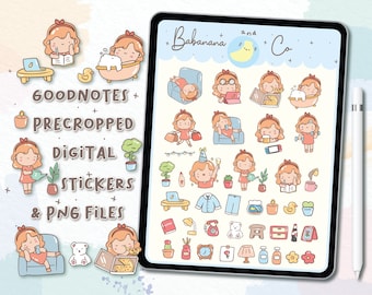 Cute Daily Life digital stickers | Goodnotes Stickers | Cute Hand Draw | Digits Stickers | planner | kawaii | precropped png