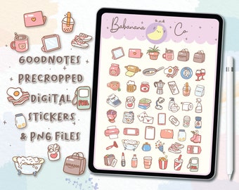 Cute Hand Drawn Daily Icons digital stickers | Goodnotes Stickers |  digits stickers , planner | kawaii | precropped png