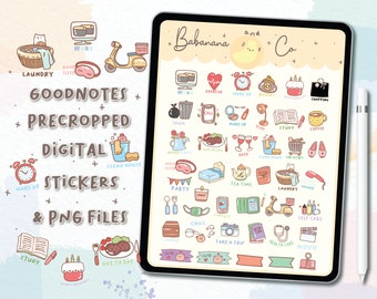Cute Daily Icons Digital Stickers | Goodnotes Stickers | Cute Hand Draw ...