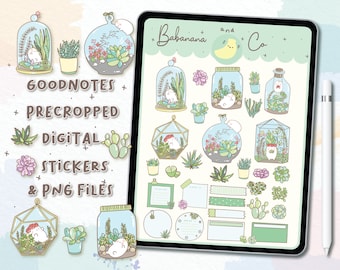 Succulents Digital Stickers | Goodnotes Stickers | Cute Hand Draw | Digits Stickers | Planner | Kawaii | Precropped PNG