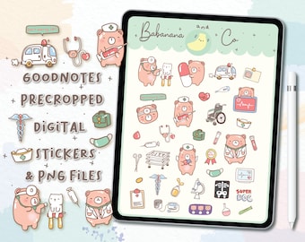 Digitale Aufkleber für Ärzte | Handgezeichnete Planer-PNG-Dateien (Goodnotes)