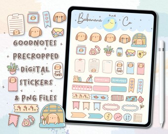 Leuke handgetekende schattige plannersticker digitale stickers | Goodnotes-stickers |  Cijferstickers | Planner | Kawaii | Voorgesneden png-bestand