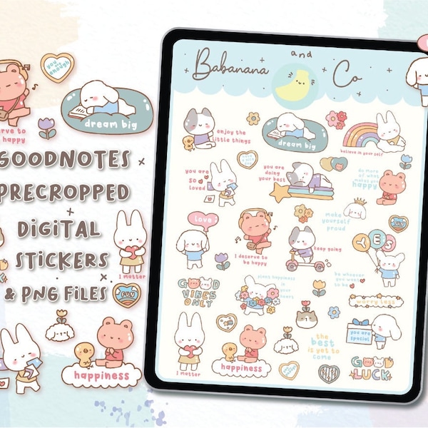 Affirmations digital stickers | Goodnotes Stickers | Cute Hand Draw | Digits Stickers | planner | kawaii | precropped png