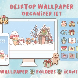 Christmas Desktop Wallpaper Organizer| Mac and Windows Organizer | Mac and Windows Desktop Folder Icons|Desktop Icons and Wallpapers