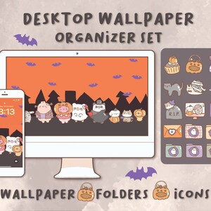 Cute halloween Desktop Wallpaper Organizer| Mac and Windows Organizer | Mac and Windows Desktop Folder Icons|Desktop Icons and Wallpapers