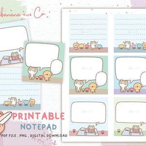 Cute Pet Mini Note, Notepad Cyfrowe Naklejki Cyfrowe, Cute Printable Notepad, Memo Sheets, Cute Paperware Printables, Instant Digits Stickers
