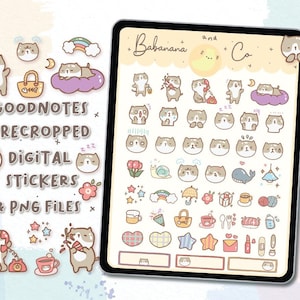 Digitale stickers van Lovely Kitty | Goodnotes-stickers | Leuke handtekening | cijfers stickers, planner | kawaii | voorgesneden png