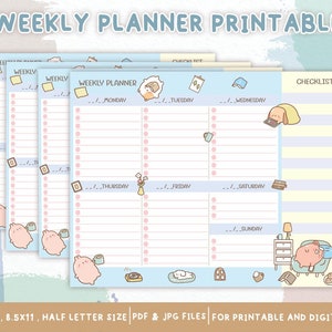 Weekly Planner Printable To Do List,Printable Stationery Instant Digits Stickers ,Planner Templates,Organizer,A4 and US Letter Size PDF