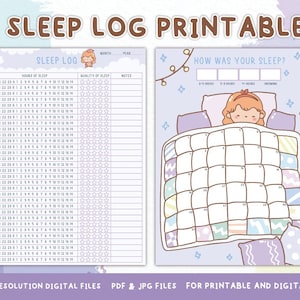 Puede incluir: Un registro de sueño imprimible con una linda niña de dibujos animados durmiendo en una cama con una colcha de retazos. El registro incluye secciones para el día, las horas de sueño, la calidad del sueño y notas. Este imprimible está diseñado para rastrear los patrones y hábitos de sueño.