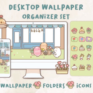 Flower shop Desktop Wallpaper Organizer| Mac and Windows Organizer | Mac and Windows Desktop Folder Icons|Desktop Icons and Wallpapers
