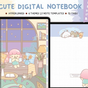 Sweet Night Note Taking Template, Hyperlinked Tabs for GoodNotes, Notability, Digital Notebook with Tab Digital Notes Template for iPad