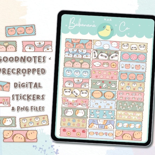 Niedliche washi digitale Aufkleber | Goodnotes Sticker | Niedliche Hand zeichnen | Ziffern Sticker | Planer | kawaii | vorgeschnittenes png