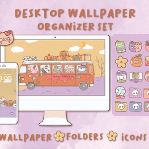 Halloween Desktop Wallpaper Organizer| Mac and Windows Organizer | Mac and Windows Desktop Folder Icons|Desktop Icons and Wallpapers