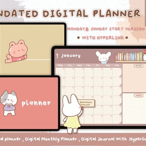 Undated Digital planner, Goodnotes planner, iPad planner, Notability planner, Undated Goodnotes Planner, Digital calendar