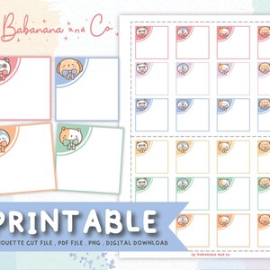 Very cute  mini  note,Printable Planner Stickers ,Digital Stickers,Bullet Journal ,Silhouette Cut File,High Quality - Instant Download