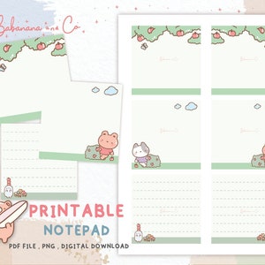 Printable Kawaii Notes Memo,Note Pad Digital Download,Cute Printable Notepad,Memo Sheets,Cute Stationery Printables,Instant Download