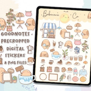 Cafe digital stickers | Goodnotes Stickers | Cute Hand Draw | Digits Stickers | planner | kawaii | precropped png