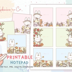 Bloemen Kladblok afdrukbaar, digitale download notitieblok, schattig afdrukbaar notitieblok, memovellen, schattige briefpapier printables, onmiddellijke download