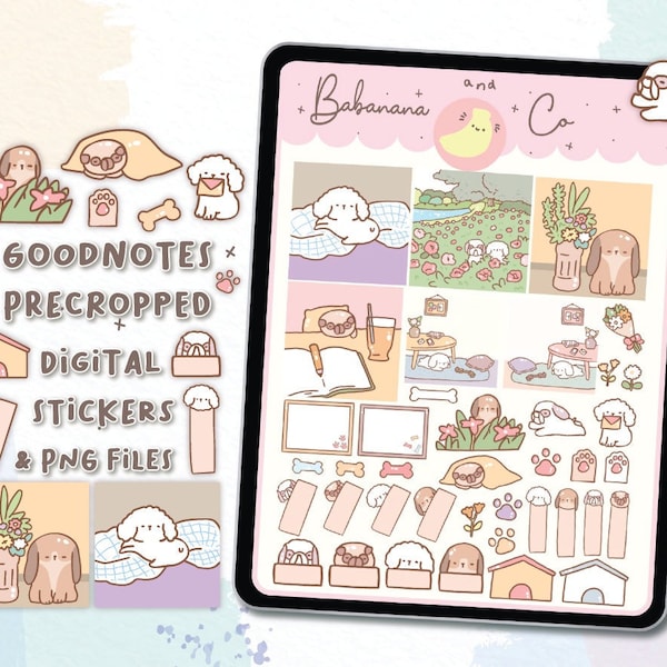 Lovely dogs  digital stickers | Goodnotes Stickers | Cute Hand Draw | Digits Stickers,  planner | kawaii | precropped png