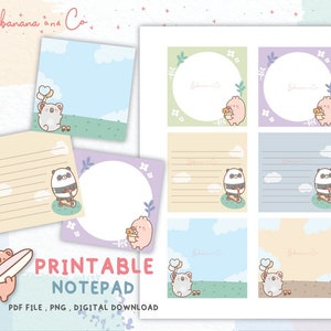Memo cute Notes Printable,Note Pad Digital Download,Cute Printable Notepad,Memo Sheets,Cute Stationery Printables,Instant Download