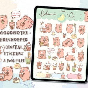 Bubble Tea digital stickers | Goodnotes Stickers | Cute Hand Draw | Digits Stickers | planner | kawaii | precropped png