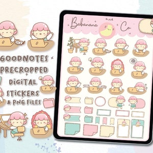 Busy Work Day digital stickers | Goodnotes Stickers | Cute Hand Draw | Digits Stickers | planner | kawaii | precropped png
