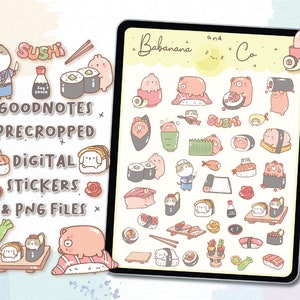 Cute Sushi Digital Stickers | Goodnotes Stickers | Cute Hand Draw | Digits Stickers | Planner | Kawaii | Precropped PNG