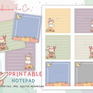 Cute halloween  notepad,Note Pad Digital Download,Cute Printable Notepad,Memo Sheets,Cute Stationery Printables,Instant Download