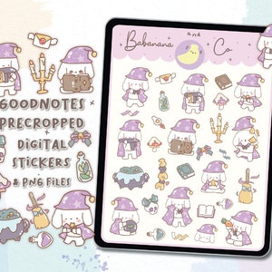 Cute Witch digital stickers | Goodnotes Stickers | Cute Hand Draw | Digits Stickers | planner | kawaii | precropped png