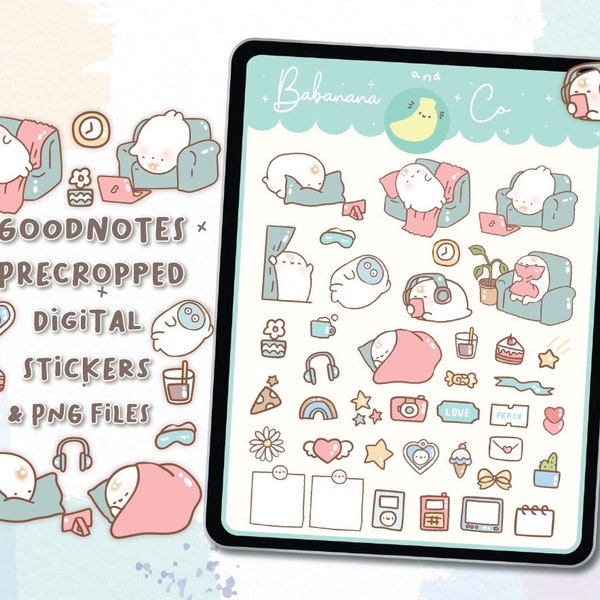 Super lazy day digital stickers | Goodnotes Stickers | Cute Hand Draw | Digits Stickers | planner | kawaii | precropped png